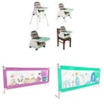 LuvLap 3in1 High Chair for Baby/Kids, Toddler Feeding Booster Seat with Wheels(Blue) & Bed Rail Guard for Baby, 180cm x 72 cm(Pink) & Bed Rail Guard for Baby/Kids Safety, 180cm x 72 cm(Green)