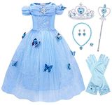 COTRIO Kids Halloween Costumes Princess Cinderelaa Dresses Girls Christmas Dress Up Clothes Outfit 9-10 Years