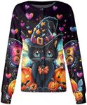 Halloween Scrub Jackets for Woman Print Long Sleeve Plus Size Womens Scrubs for Women Nursing Jacket with Pockets Dark Blue XX-Large
