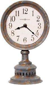 Howard Miller Ardie Mantel Clock – Black Aged Metal Frame, Arabic Numerals, Convex Glass Crystal, Battery-Powered Quartz Movement