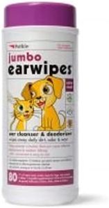 Petkin Jumbo Ear Wipes, 80-Count