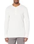 Amazon Essentials Men's Standard Regular-Fit Long-Sleeve Waffle Henley, White, Large