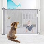 Retractable Baby Gate - Extra Wide Baby Safety Gate and Pet Gate for Stairs, Doors, 34'' Tall, Extends up to 54" Wide Mesh Baby Gate with Easy Latch and Flexible Design Fits Most Spaces (Grey)