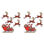 Beistle Vintage Christmas Santa & Sleigh Cutouts, 10¾"-17¾", Multicolor