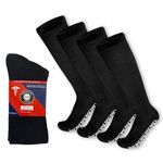 4 Pairs of Non-Skid Over-The-Calf Diabetic Cotton Socks with Non Binding Top (Black, Fits US Men's Shoe size 9-12)