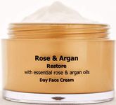 Moisturising Day Face Cream with Natural Rose and Argan Oils, Mature and Dry Skin Anti-Age Moisturizer, Women Irritated and Exhausted Face Skin Nourishing Restorer 50ml