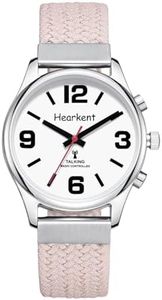 Hearkent British English Talking Watch for Women with Large Numbers Self-Setting for Visually impaired, Blind or Elder People (Nylon Pink)