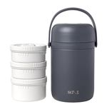 Salt FreshBite Pro - 3 Containers, Insulated Stainless Steel 316 Lunch Box | Double Wall Vacuum Insulation, 8 Hours Hot | Microwave Friendly Containers | Leak Proof Seal | 350ml+350ml+450ml (Black)