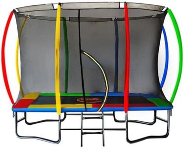 Kahuna 8Ft X 11Ft Outdoor Rectangular Rainbow Trampoline for Kids and Children Suited for Fitness Exercise Gymnastics with Safety Enclosure.