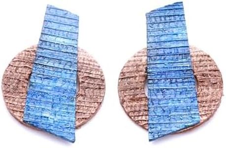 VIRECHIC - Handmade Asymmetry Drop Earrings - Made with Natural Fibers - Eco-friendly Sustainable Handcrafted Jewelry - Exclusive and Unique Brazilian Design - Blue & Natural Colors