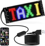 Qnoavve Mini LED Car Sign, 6.7"x2.8" Flexible LED Matrix Panel USB 5V Bluetooth Application Control DIY Programmable Scrolling LED Sign for Car Party Wedding Festival