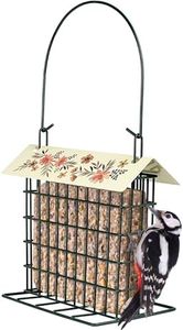 Wild Wings Decorative Metal Suet Cage Feeder for Outdoor Décor Wild Bird Feeders, 1 Suet Cake Capacity, Hanging Suet Feeder, Black