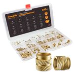 HANGLIFE Threaded Inserts for Plastic, M2 M2.5 M3 M4 M5 M6 Assortment Box (345 Pieces) Heat Set Insert for 3D Printing Components and Plastic Parts - Brass Metric Knurled Nuts