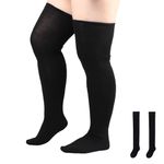 GIEEU Large Size Women Thigh High Socks Over the Knee Socks Black Ladies Knee High Tights Non-slip Extra Long socks,Suitable for (40~75KG)