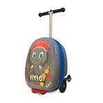 Flyte Scooter Suitcase Folding Kids Luggage - Eddie The Elephant, Hardshell, Ride On with Wheels, 2-in-1, 18 Inch, 25 Litre Capacity