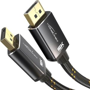 KabelDirekt – DisplayPort 2.1 Cable/16K DP 2.1 Cable – 3ft – Nylon braiding + Break-Proof Metal connectors, DP80 with 80Gbps for Gaming PC/Monitor, FreeSync/G-Sync, for 16K@60Hz, 8K@120Hz, 4K@240Hz