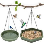 Hanging Bird Bath,Bird Bath - Bird Feeder, 2 in 1 XL Hanging Bird Feeder & Bird Bath for Outside, Hanging Bird Baths for Outdoors (Green)