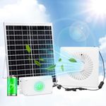 Chtoocy Solar Powered Fan with Rechargeable Battery, Large 20W Solar Panel 9.8" Exhaust Fan with 16Ft On/Off Cable for Chicken Coop, Shed, Warehouse, Doghouses Cooling Ventilation