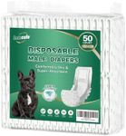 IMMCUTE Male Dog Wraps 50 Ct, Medium Size, Male Dog Diapers Disposable, Super Absorbent Leak-Proof Doggy Diapers,Belly Bands for Male Dogs with Wetness Indicator, Ideal for Indoor, Outdoor