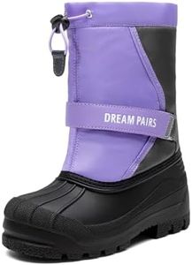 DREAM PAIRS Boys & Girls Mid Calf Water-Resistant Winter Snow Boots for Toddler/Little/Big Kid,Size 13 Little Kid,Purple/Grey,KAMICK