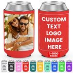 HooAMI Personalised Can Coolers,Red Beer Can Cooler Sleeves Neoprene Drink Holders for Wedding,BBQ,Beach Party,Birthdays(12 * 9.5cm)