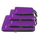 Eono Compression Packing Cubes, Luggage Organiser Set, Extensible Suitcase Organiser, Packing Organisers for Suitcases, Packing Cubes for Travel or Home Storage - Purple, 4 Set