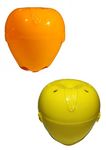 DOVEAZ Apple Carry Case | Apple Fruit Storage Holder/Cover | Apple Keeper for School Kids, Office & Picnic (Orange And Yellow) (Pack of 2)