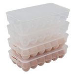 Ponpong Plastic 18 Egg Holder with Lid, Refrigerator Egg Storage Container, Pack of 4