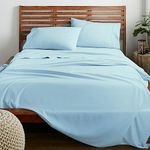 American Home Collection Queen Sheet Set - Ultra Soft Microfiber Queen Size Bed Sheets - Breathable, Wrinkle and Fade Resistant, Easy Care - 4 Piece Set (Queen, Light Blue)