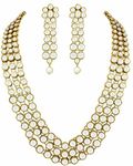 Shining Diva Gold Plated Traditional Jewellery Kundan Pearl Necklace Set with Earrings For Women (White) (rrsd6706s)