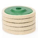 ANCIR 5 Pack 4 Inch Round Wool Felt Disc Wheel Pad, for 100 Angle Grinder, Buffing Polishing Buffer Bore Dia-White & Green