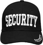 Security Hat Baseball Cap - Gold or White Embroidery Security Front, Bill & Back - Adjustable Size - White (1pk)