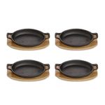 ECHTWERK Serving Bowl Set Made of Cast Iron, Serving Pans, Casserole Dish with Serving Board, Grill Pan, Pre-seasoned, Suitable for Ovens, Grill, and BBQ, for Serving, Big Edition, 4-Piece