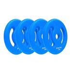 Amazon Brand - Symactive Neoprene Coated Solid Weight Plates, 30mm Centre Hole, Set of 4, 2 Kg