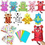 WATINC 9Pack Hand Puppet Art Craft Paper Sock Puppets DIY Making Your Own Puppet Kits Party Favors Wiggle Googly Eyes Storytelling Party Supplies Imaginative Play Birthday Party for Boys Girls