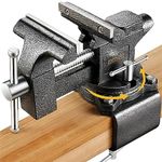 Updated Bench Vise or Table Vise 4.5 Inch, Clamping Vice Heavy Duty for Workbench Constructed with Cast Steel, Built-in Pipe Jaw, Swivel Base and Anvil for Woodworking, Cutting, Drilling, Metalworking