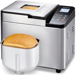 Briskind Bread Maker Machine with Ceramic Nonstick Pan, 19 Menus, 2 Pound Stainless Steel Breadmaker with Glass Touch Panel, Gluten Free, Sourdough Starter, Custom Setting, 3 Loaf Sizes & Crust Colors