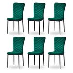 AINPECCA Green Velvet Dining Chairs Set of 6 Armless High Back Upholstered Soft Seat with Black Metal Legs for Dining Room, Kitchen Room (Green,6)