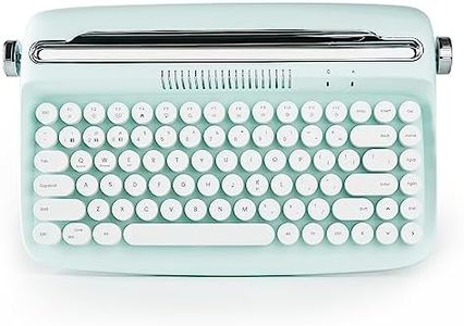 YUNZII ACTTO B303 Wireless Typewriter Keyboard, Retro Bluetooth Aesthetic Keyboard with Integrated Stand for Multi-Device (B303, Sweet Mint)