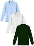 Andrew Scott Boys 3-Pack Boys' Long Sleeve Pique Polo Shirts/School Uniform Polo Shirts (3 Pack- Assorted Color, Large (10-12))