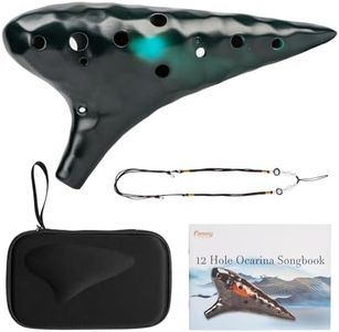 Canary Ocarina12 Hole Alto C Sea Wave Straw Fire Ceramic Ocarina Instrument,with an Easy to Learn Song Book including Zelda'Song and a Protective Bag as a Gift (Smoked Night Blue)