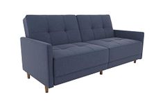 DHP Sprung Seat Sofa Bed, Wood, Navy Linen, UK