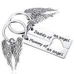 Ukodnus 2PC Infant Loss Gifts for Parents, Miscarriage Gifts for Mothers, Mommy Daddy of an Angel Keychain Set, Child Loss Baby Loss Memorial Jewelry, Mommy Daddy of an Angel Keychain, Mommy Daddy of