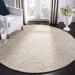 Safavieh Blossom Collection 10' Round Beige/Ivory BLM112B Handmade Wool Area Rug