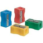 Q-Connect Plastic Pencil Sharpener Single Hole Assorted (Pack of 10)