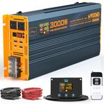 MWXNE 3000W Pure Sine Wave Power Inverter DC 12V to 110V 120V with Fast Charging Type-C& 3 USB Ports LCD Display Remote Controller Power Inverters for Vehicles,RV,Truck,Home,Off-Grid Solar System