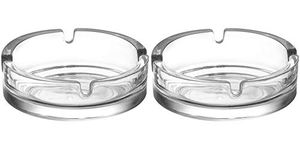 KEYF Simple & Practical Glass Ashtrays Set of Two Cigarette Grove Stackable LAV (106m)