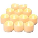 Oria LED Candles Tea Lights, Flickering Flameless Candles, Realistic Battery Operated Fake Candle with Warm White Bulb light for Christmas Decoration, Festivals, Weddings Propose etc. (Pack of 12)