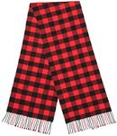 BETTERLINE Buffalo Red and Black Plaid Flannel Scarf for Women & Men - Soft Warm Winter Scarf – 67” x 13” Inches