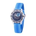 Star Wars Kids' Plastic Time Teacher Analog Quartz Nylon Strap Watch, Clear/Light Blue